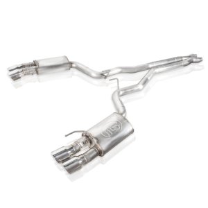 Ford Mustang Performance Exhaust - Rear - Stainless Works - Redline Series Cat Back, Dual Exit, X-Pipe, Active Valves - `18-`27